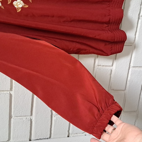 Bon Worth Burnt Orange  Floral Detail Zip Up Jacket. Size XL Petite - Picture 3 of 8